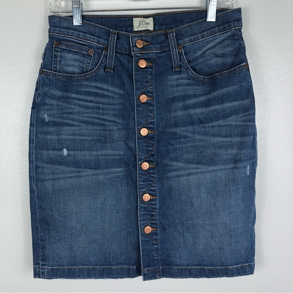 J. Crew Button Front Denim Skirt Size 29